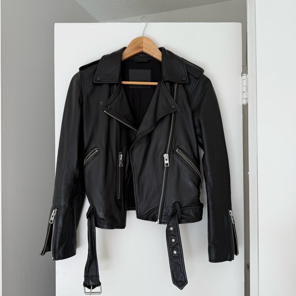 All Saints Black Balfern Leather Biker Jacket
